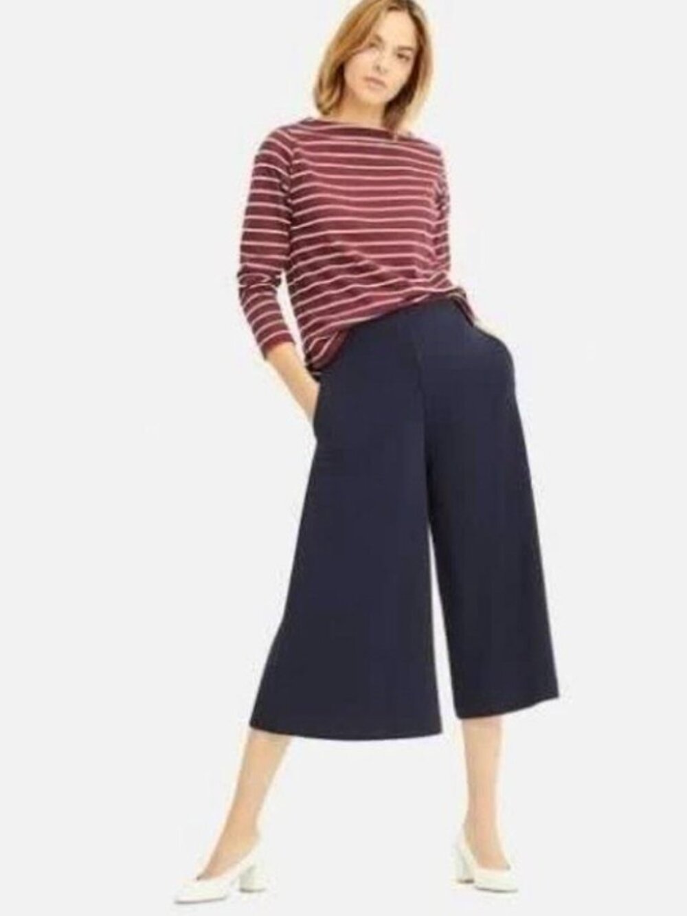 Uniqlo - Black Women's Cropped Wide Leg Culottes - Size M - Picture 2 of 7